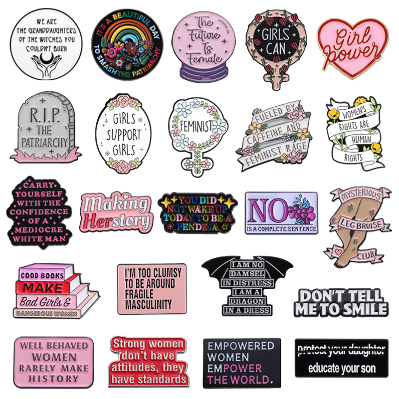 Jewelry Making The Well - Women Girl Power Enamel Pins Feminist