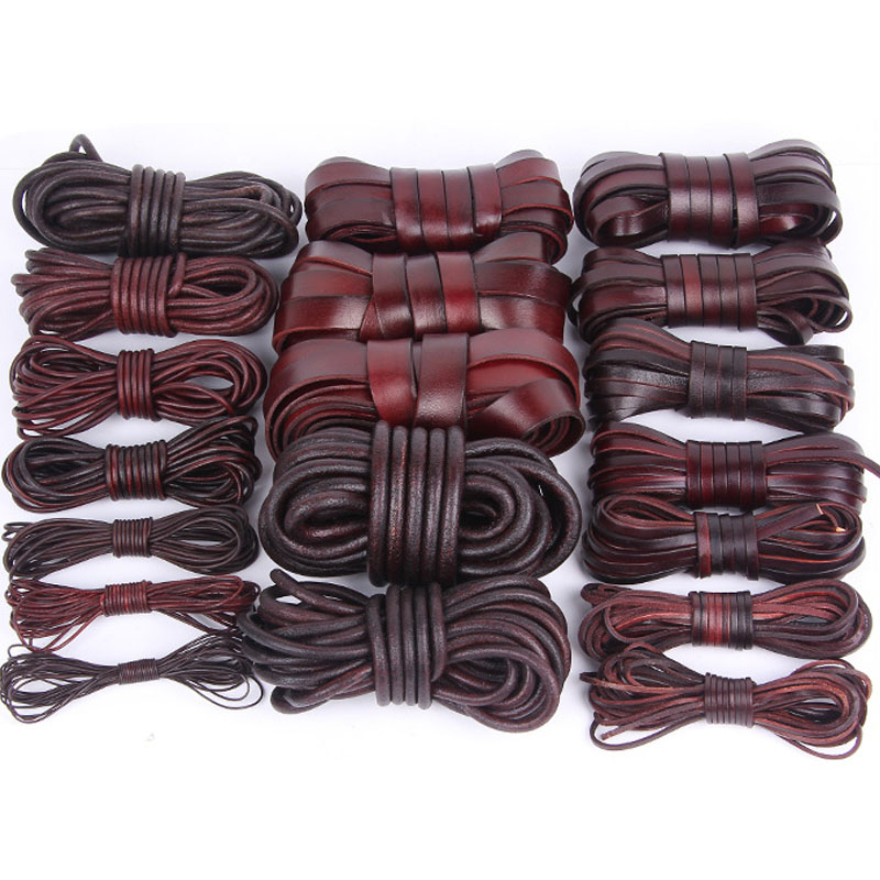 Jewelry Making Yarn - 2Meter 1-20mm Retro Genuine Leather Cord