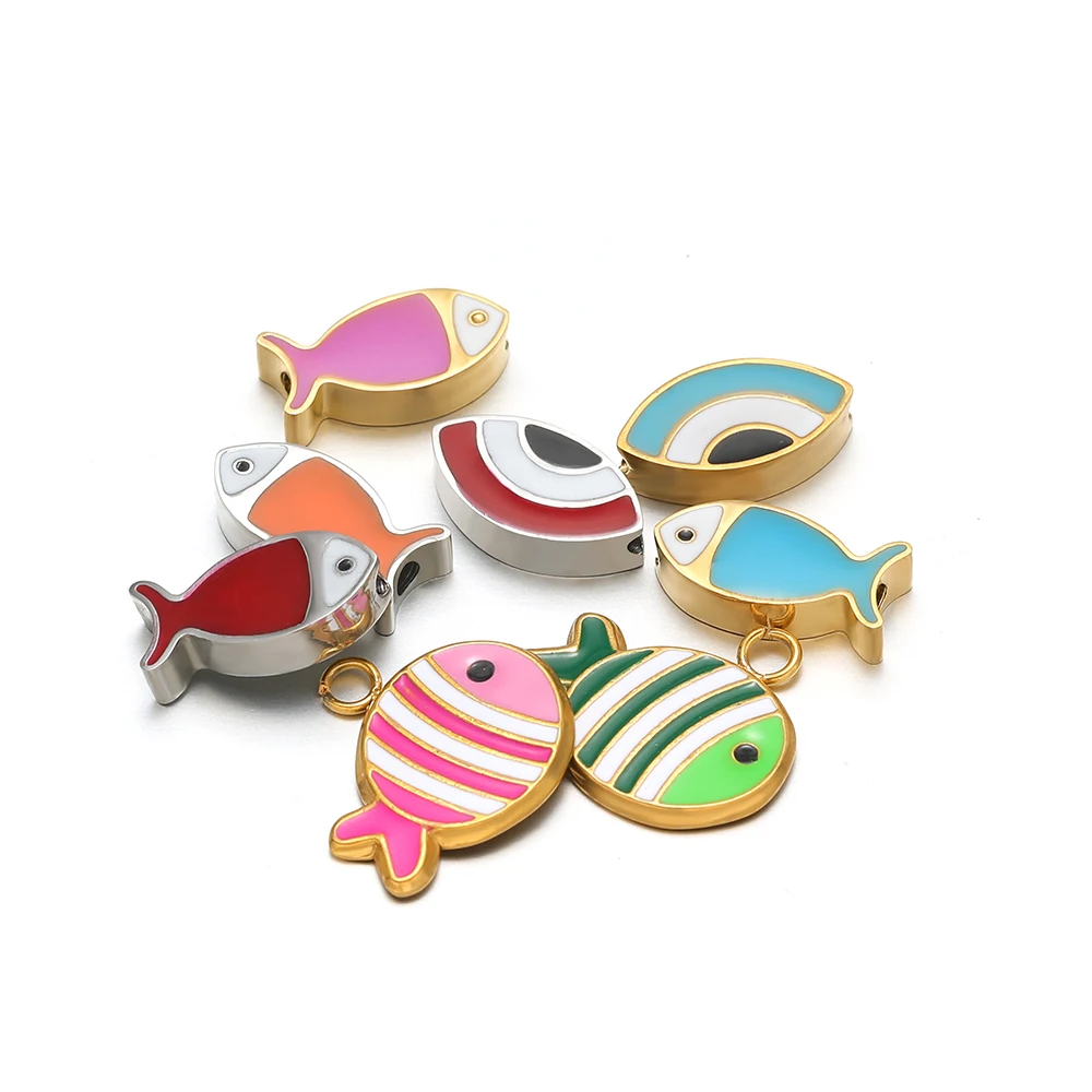 Jewelry Making For Kids - 5Pcs Stainless Steel Colorful Enamel Fish
