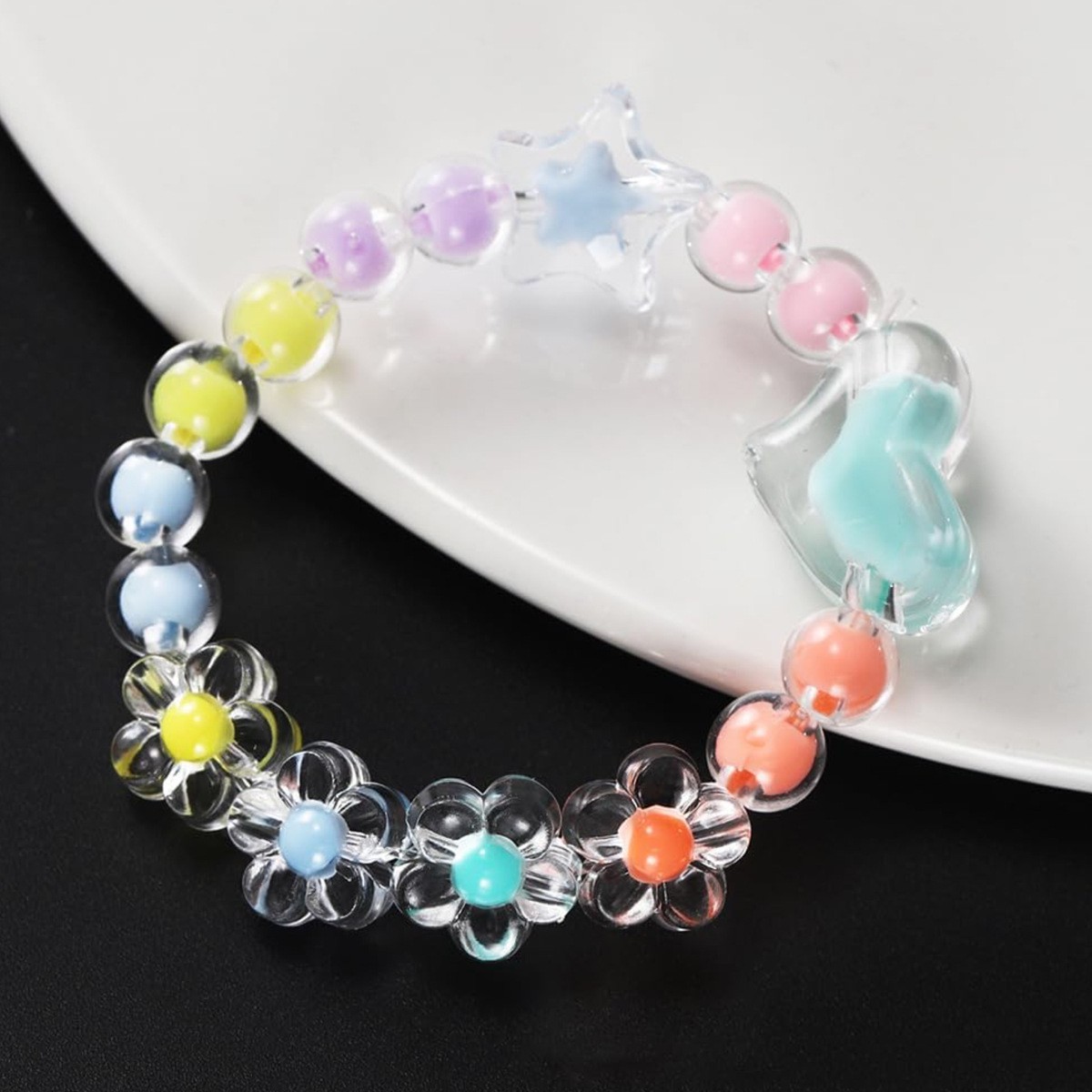 174pcs/Box Heart Acrylic Beads - Jewelry Making For Kids บทวิจารณ์และราคา