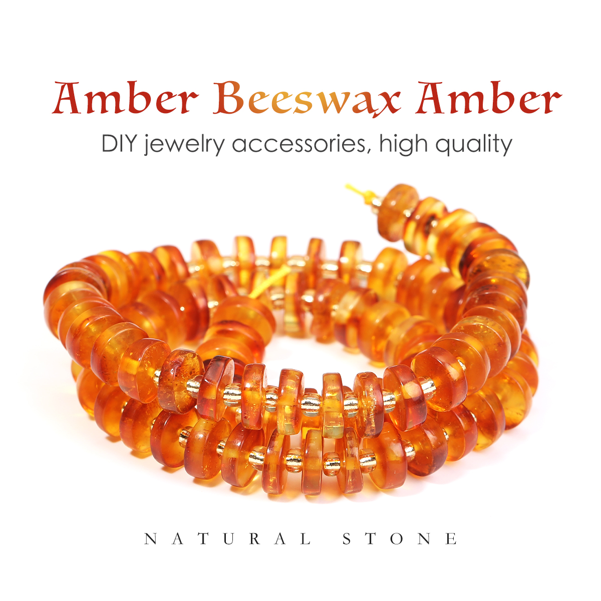 Round Piece Genuine Amber Beea - Jewelry Making Using Beads บทวิจารณ์และราคา
