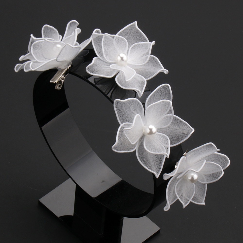 Elegant White Silk Flower Hair - Jewelry Making For Kids บทวิจารณ์และราคา
