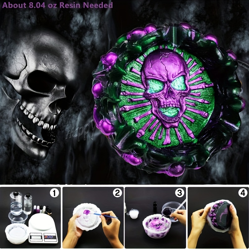 Ashtray mold, skull DIY craft  - Resin Mold Jewelry บทวิจารณ์และราคา