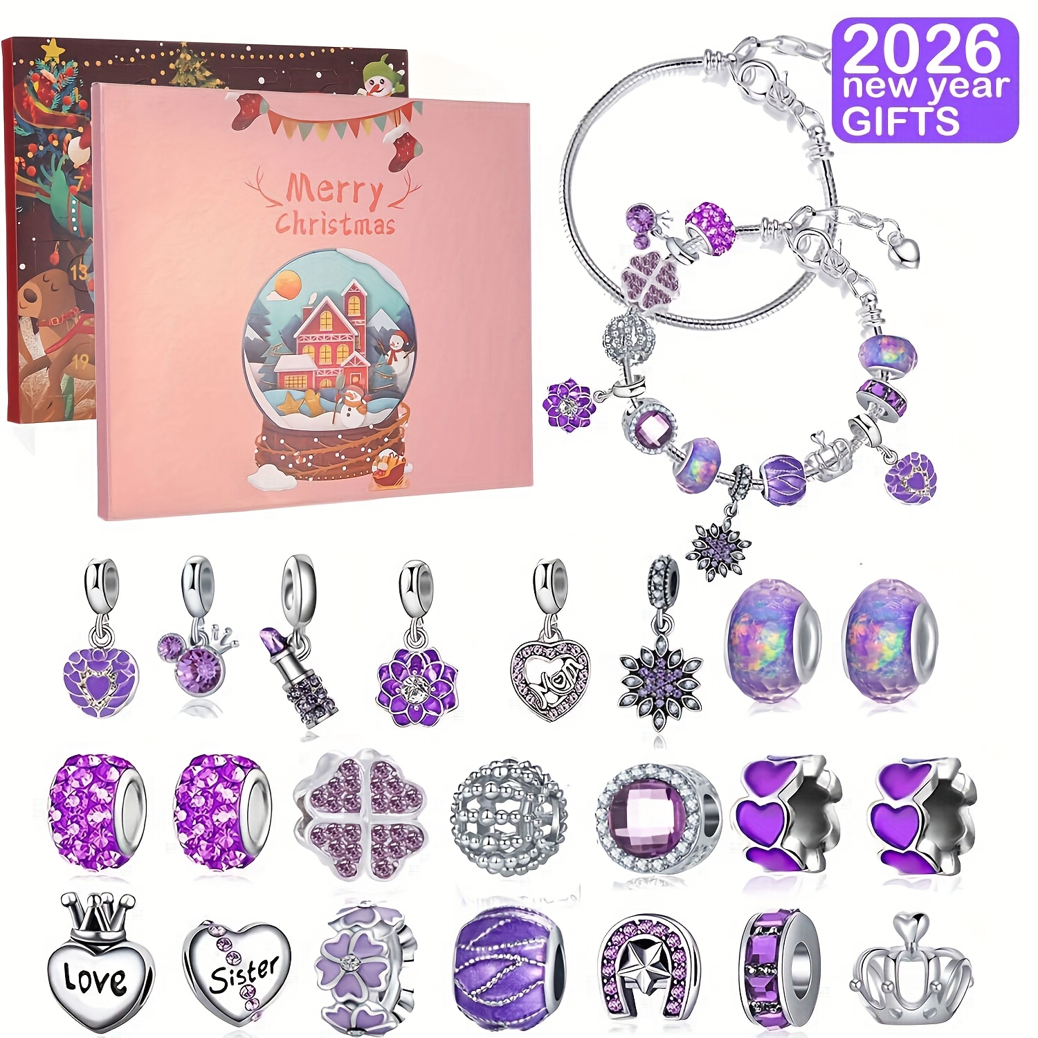 Christmas purple beads DIY jew - Jewelry Making Resin บทวิจารณ์และราคา