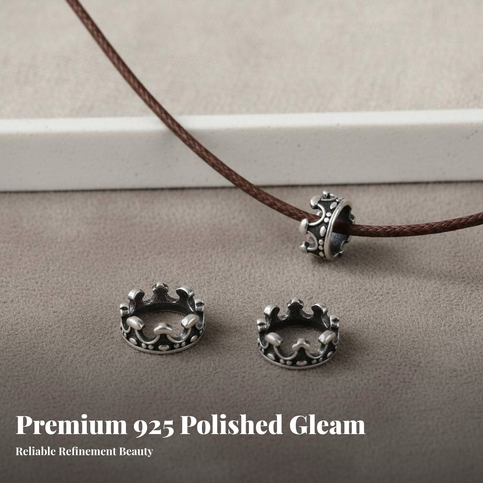 S925 Silver Crown Bead Elegant - Jewelry Making Using Beads บทวิจารณ์และราคา