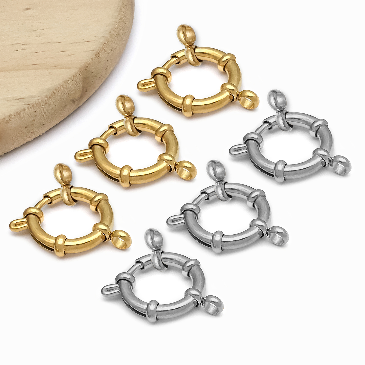 2pcs Stainless Steel Round Cla - Jewelry Making Name บทวิจารณ์และราคา
