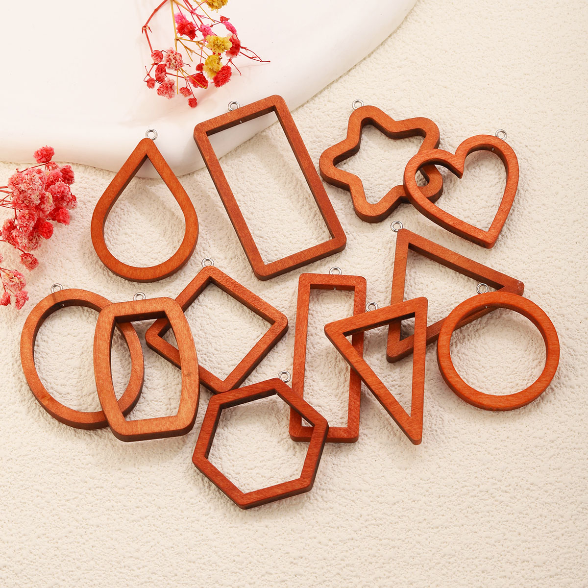 10PCS Triangle Rectangle Wood  - Jewelry Making Resin บทวิจารณ์และราคา