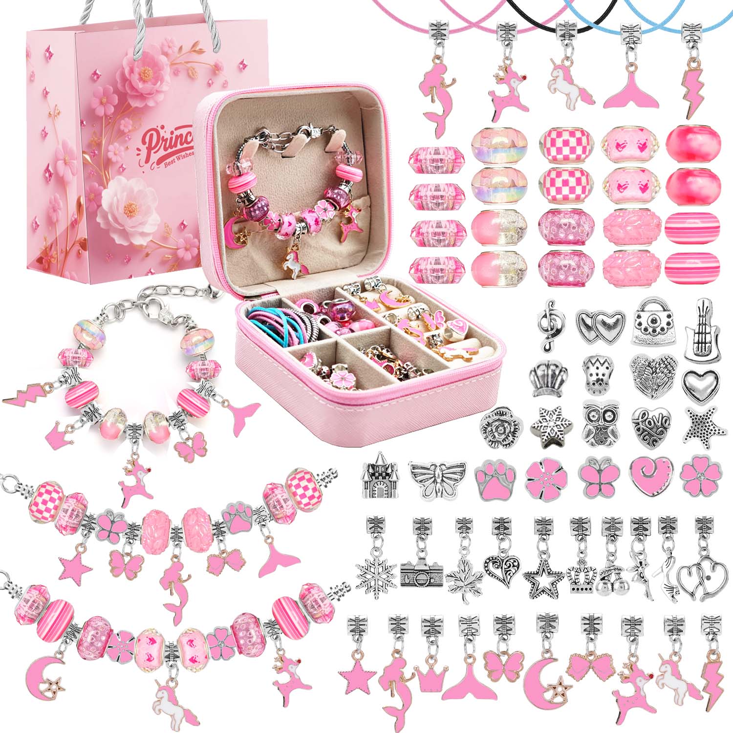 68pcs pink beaded jewelry set, - Jewelry Making Resin บทวิจารณ์และราคา