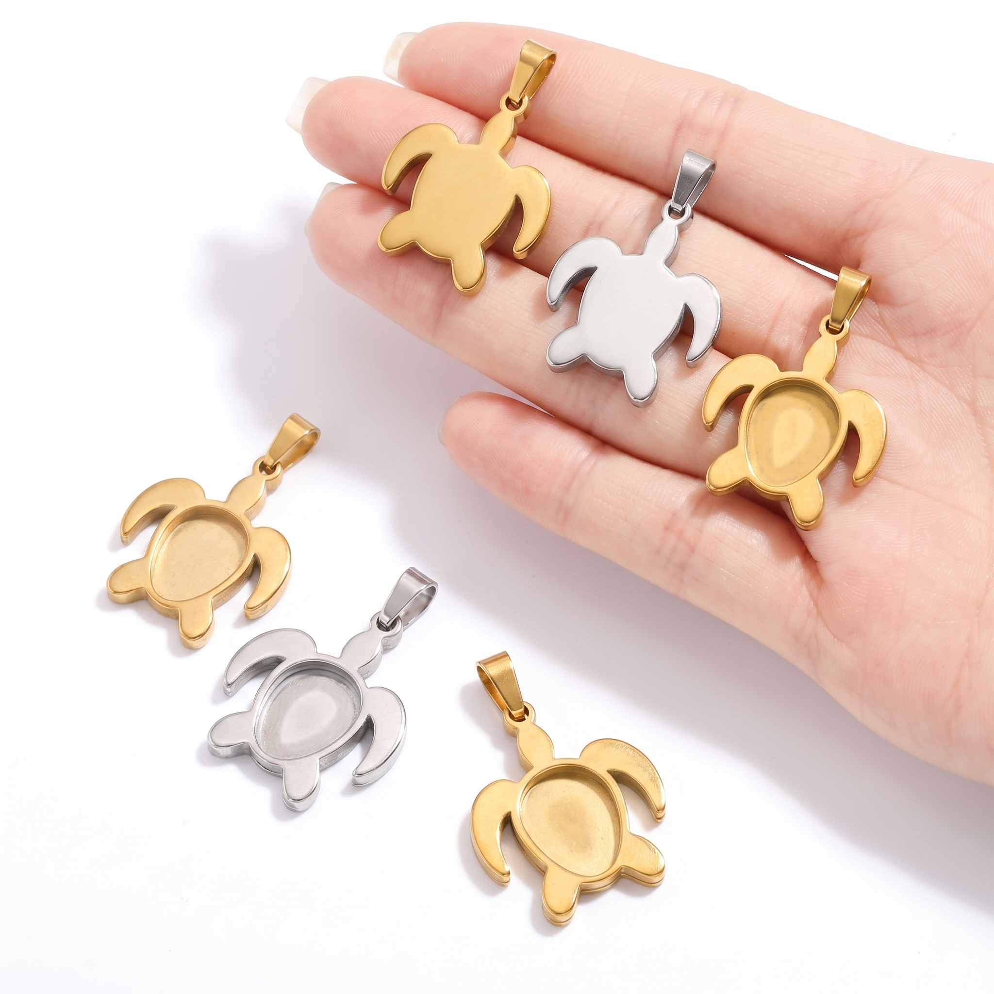 5pcs Stainless Steel Turtle Pe - Jewelry Making Resin บทวิจารณ์และราคา